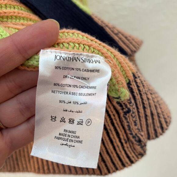 Jonathan Simkhai Safford Cotton Cashmere Cardigan Sweater Medium Colorblock $445 - Picture 8 of 11